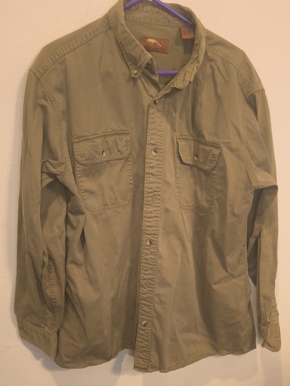 Bob Timberlake Men's Casual Button-Down Shirt in Olive Green XL Cotton